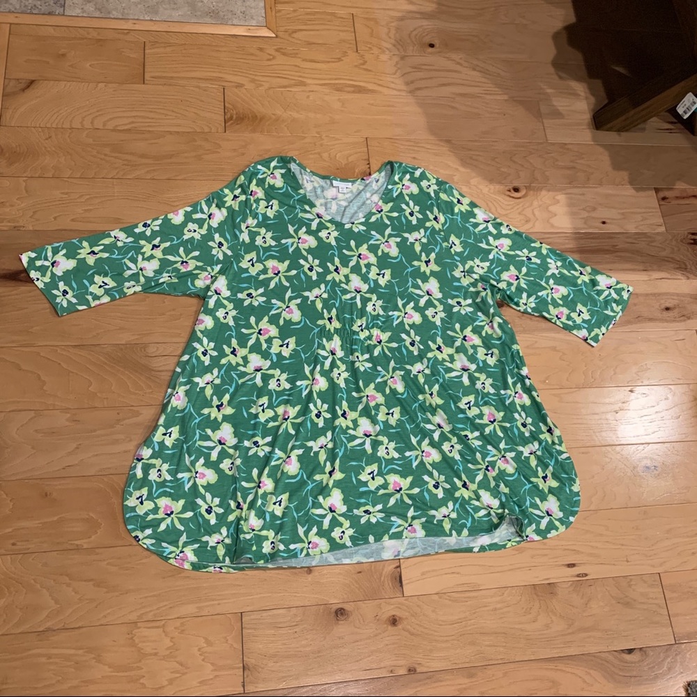 NWOT J.Jill green floral blouse 3X